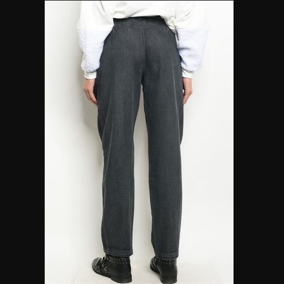 Very J Wide Leg High Paper Bag Waist Relaxed Fit Black Jeans Size Sm Md & Lg NWT - Picture 5 of 10